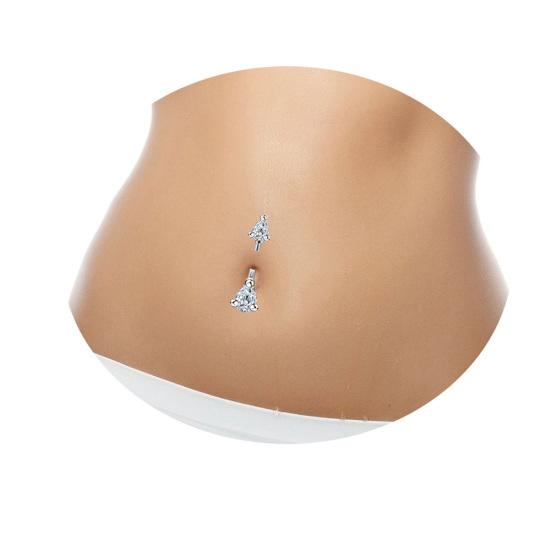 1Pc Women Cubic Zirconia Inlaid Stainless Steel Piercing Belly Button Navel Ring