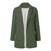 Women Solid Open Front Pockets Cardigan Formal Suit Long Sleeve Blouse Coat