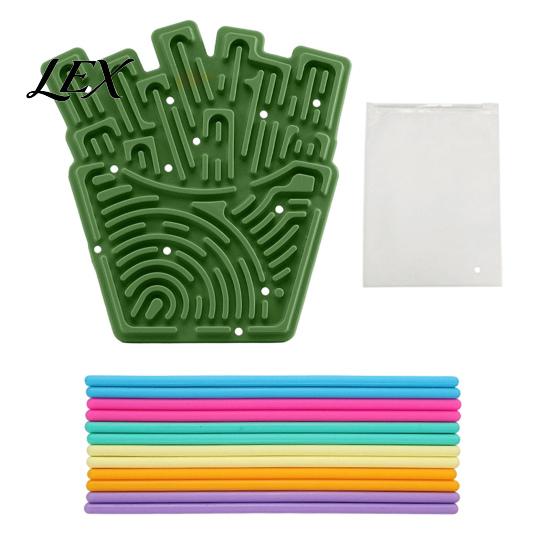 Portable Fidget Toys Silicone Sensory Activity Board, Christmas Tree Rainbow Ice Stick French Fries Calming Board with Strings, Silent Toy for Stress