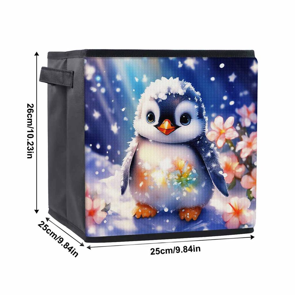 Penguins and Flowers 5D Diamond Painting Storage Basket Full Round Drill Mosaic Diamond Embroidery Cross Stitch Kits Home Decor Home Decor