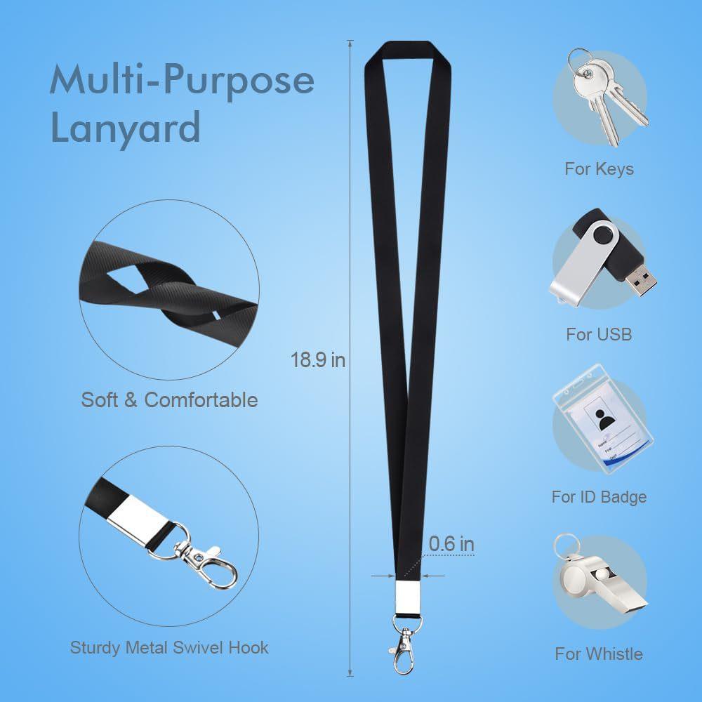 Horizontal and Vertical Waterproof ID Card Holder with Lanyard, Easy Pull Buckle, Retractable Badge Holder