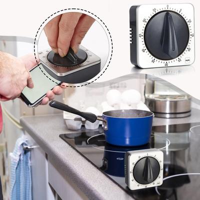 Кухонный таймер обратного отсчета, магнитный, 60 минут, механический таймер из нержавеющей стали для домашней выпечки, духовки