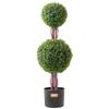 2 Pack 3' Artificial Boxwood Topiary Tree Faux Plant UV Decor In/Outdoor