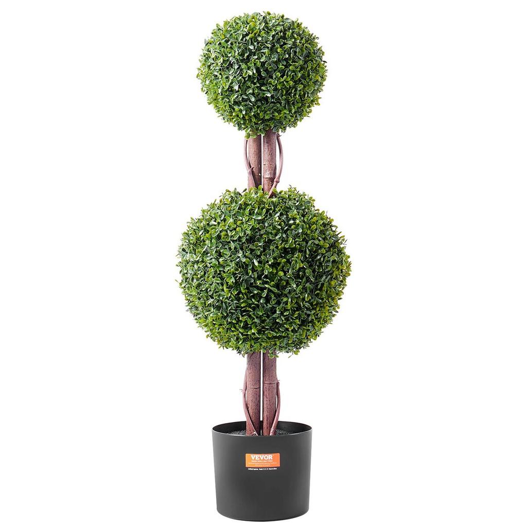 2 Pack 3' Artificial Boxwood Topiary Tree Faux Plant UV Decor In/Outdoor