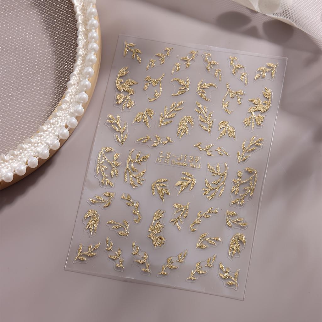 2pcs Leaf Nail Art Stickers Self Adhesive Autumn Leaves Patterns Waterproof DIY Manicure Decoration Beauty Tools for Women Girls