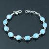 Natural Larimar Gemstone Bracelet, 925 Sterling Silver, 7 Inch To 8 Inch Link Tennis Bracelet, Handmade Bracelet Jewelry Gift For Valentine's Day