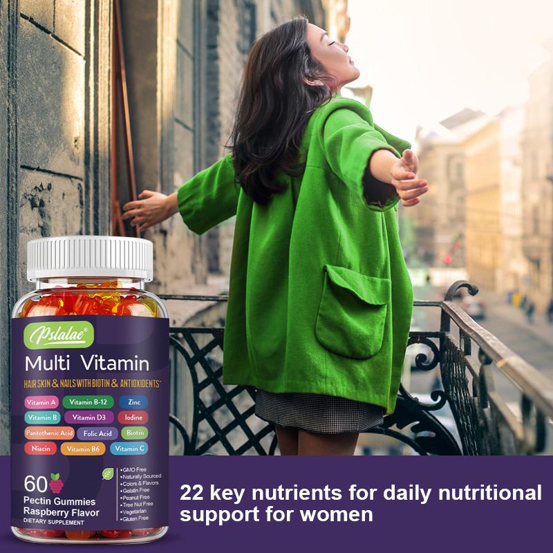 Biotin gummies, containing a mixture of vitamin B6, zinc, and iodine, 100 gummies, suitable for adults.