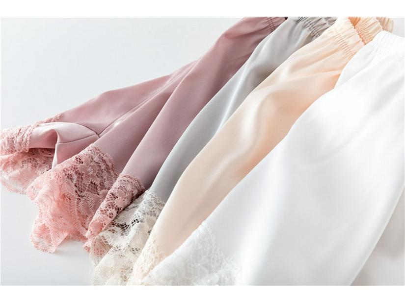 Женские свободные шорты с кружевной отделкой и защитой от просвечивания, из шелковистой ткани - Летние безопасные леггинсы больших размеров