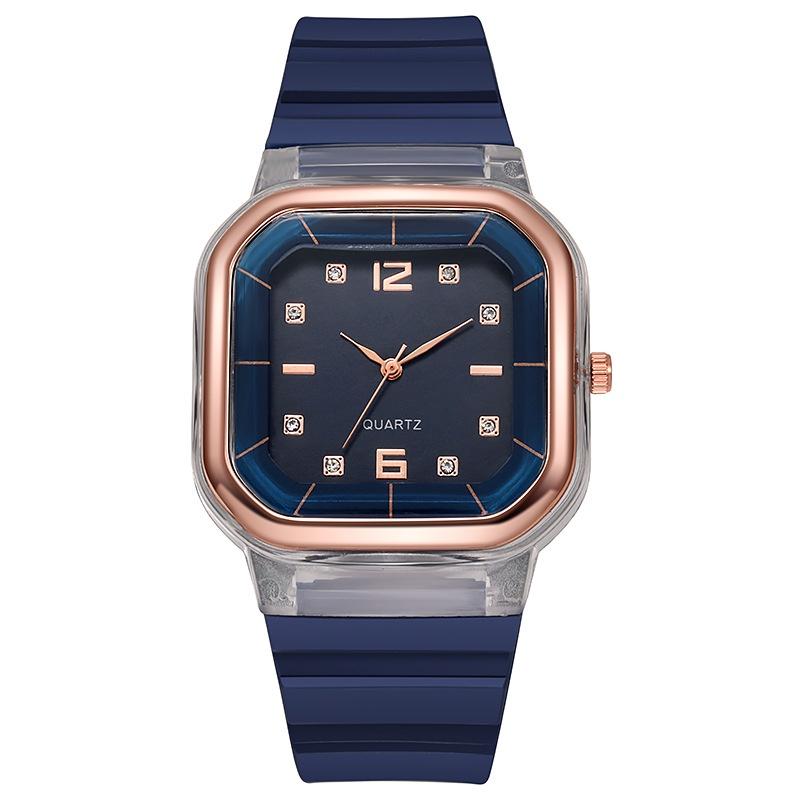 Women Watch/Stylish Square Dial Crystal Silicone Dial