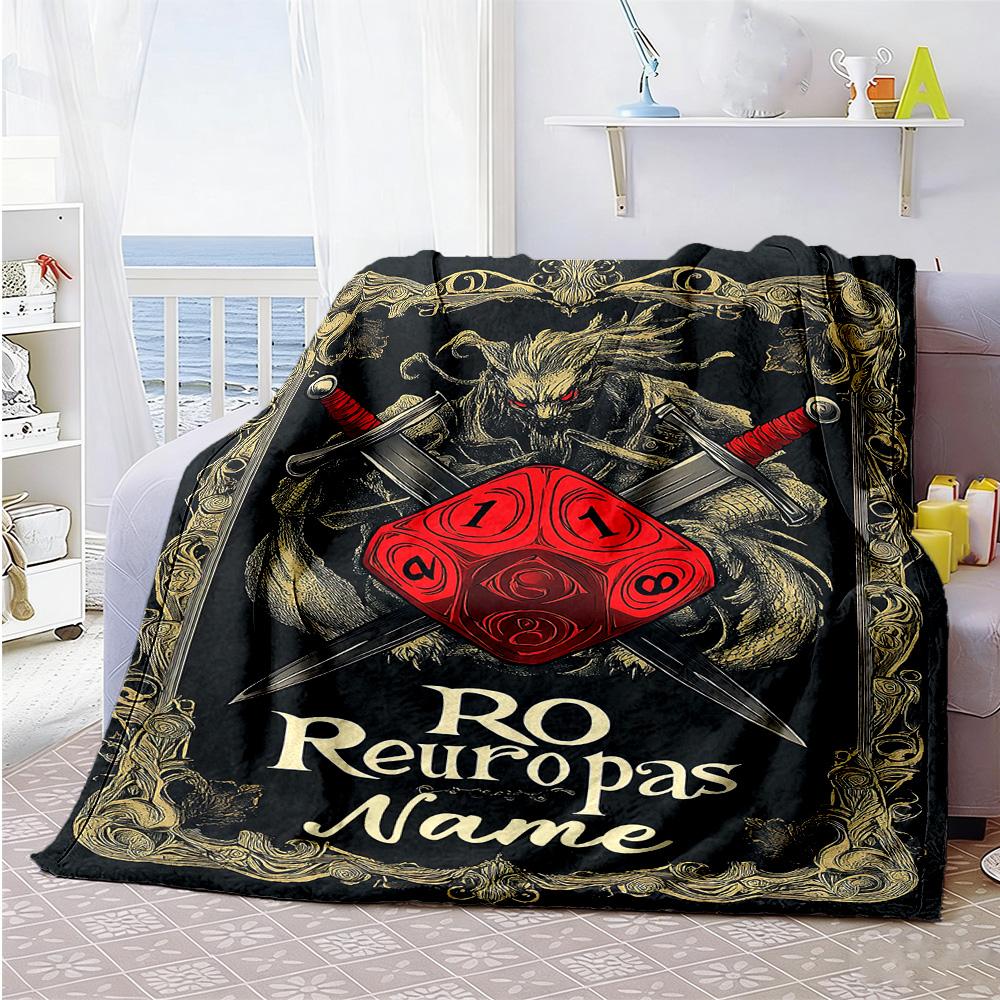 Dungeon Style Customize Your Name Blanket Gift Customizable Blanket Soft Warm Cozy Suitable for Home Decor Seaside Bed Picnics