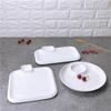 10-inch White Ceramic Square Dumpling Plate with Vinegar Dish