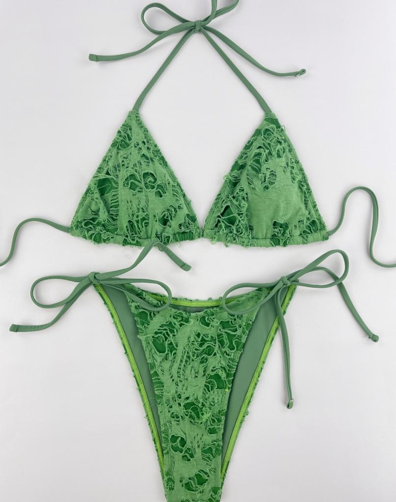 Женский купальник, однотонный рваный купальник с бретелькой на шее, сексуальные завязки по бокам, бикини с высокой талией, пляжная одежда, купальные костюмы