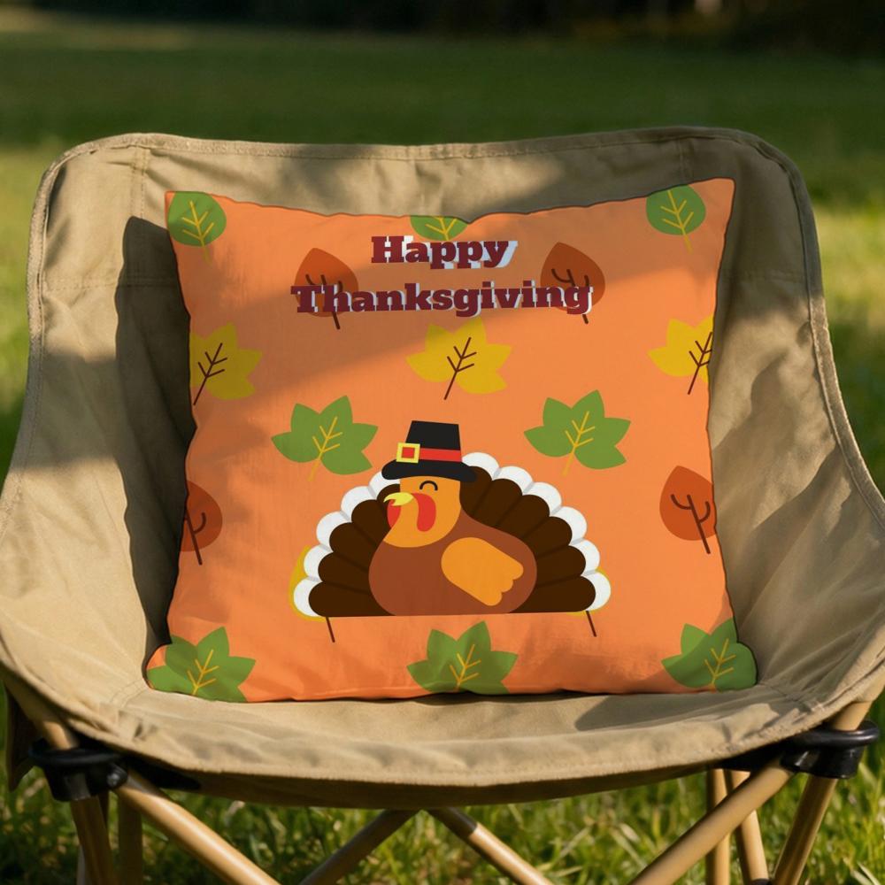 Thanksgiving cute turkey Cushion Cover Soft Reversible Durable Pillow Cover MultiScene Use for Home Car Daily Comfort