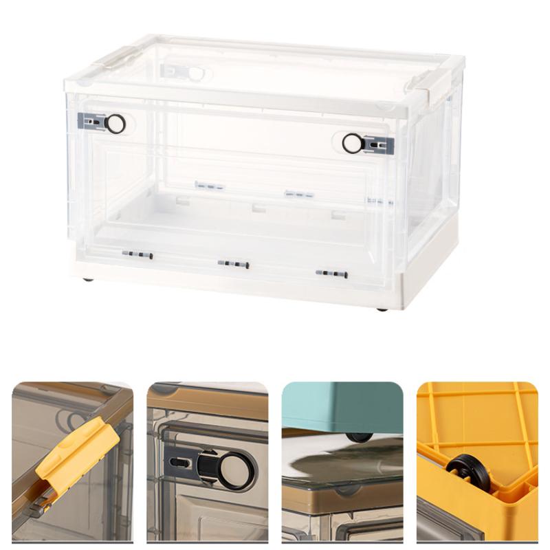 Складной ящик для хранения с крышкой и шкивами. Шкаф для хранения можно штабелировать.