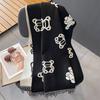 New Line Bear Imitation Cashmere Scarf for Women Korean Version Winter Cute All match Scarf To Keep Warm and Cold Plus Velvet Shawl