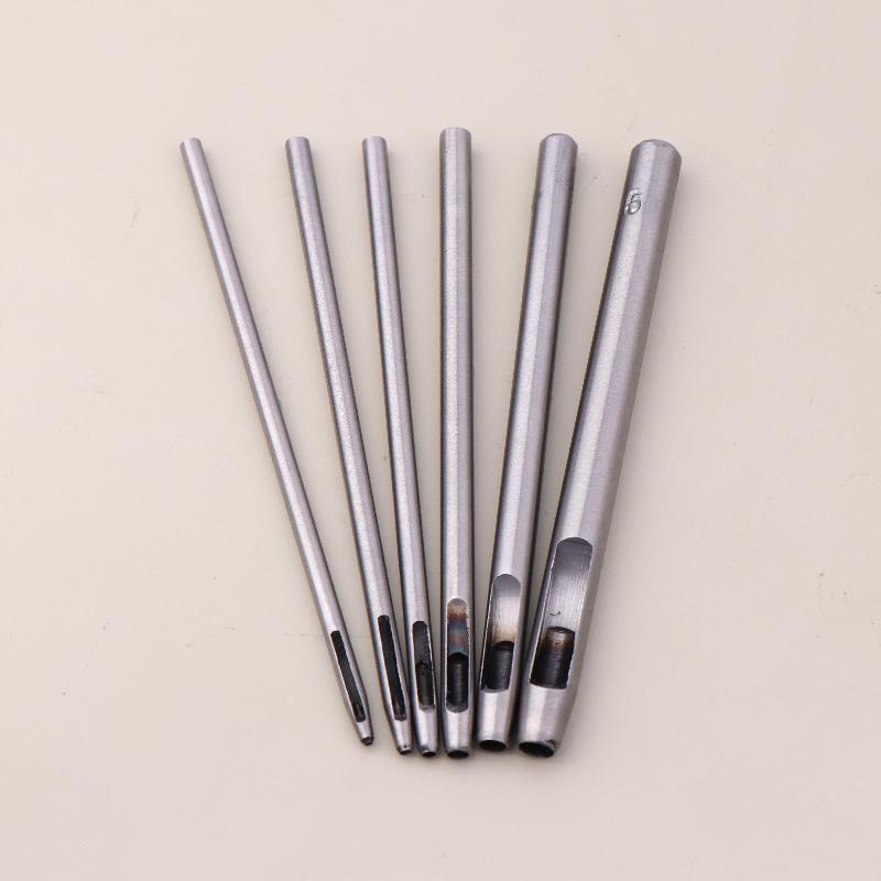 6 Pcs Kit Hollow Punch Set Round Hole Punch Tool Steel Leather Craft Working For Watch Band,Fabric,Plastics,Gasket Belt