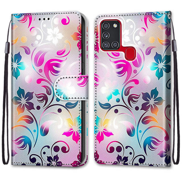 Кожаный чехол-кошелек с магнитом A21 S для Samsung Galaxy A21s A 21s, флип-чехол Etui, чехол для телефона с милым котом и собакой, женский чехол Carcasa