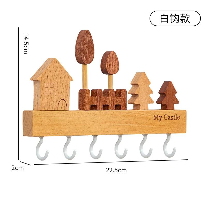 Креативная деревянная настенная стойка для хранения ключей с 6 крючками, настенный органайзер для ключей, домашний декор для прихожей, коридора