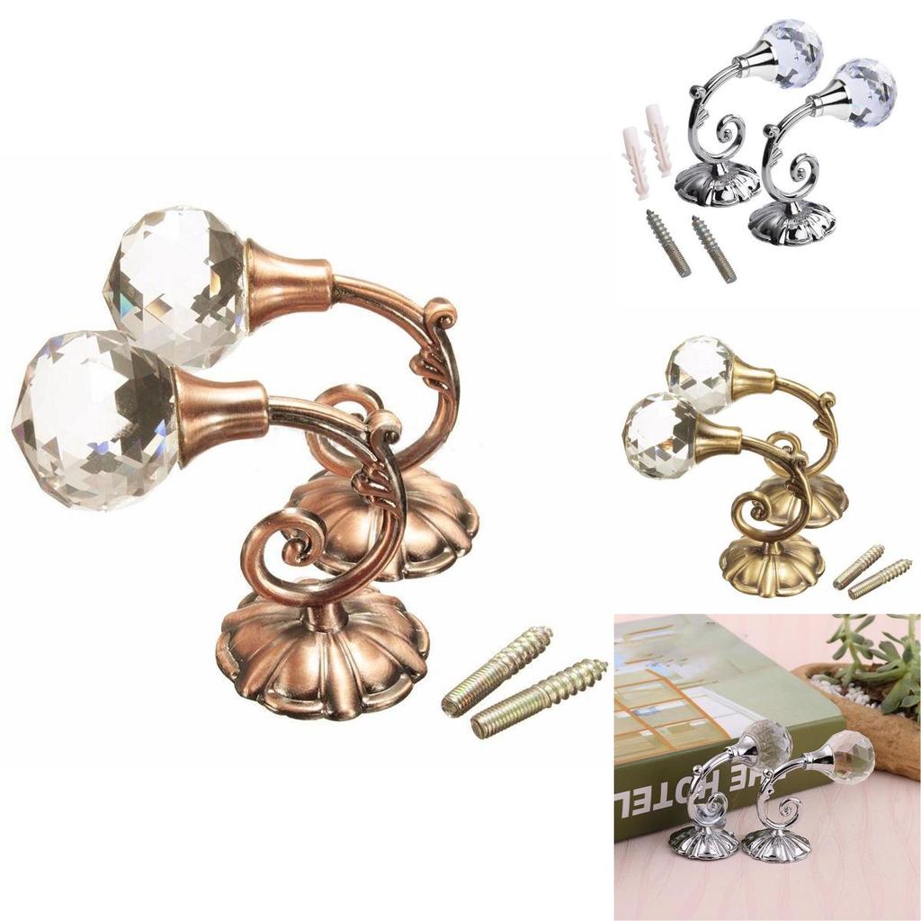 Large Metal Crystal Ball Curtain Hooks Tassel Wall Tie Back Holder Hanger