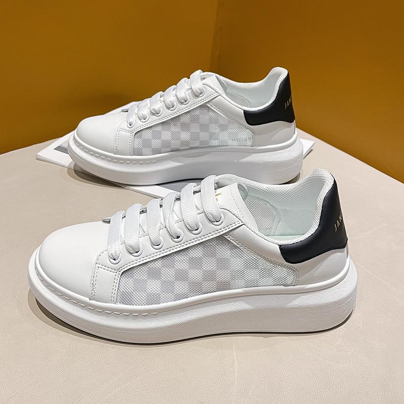 Thick-Soled Little White Shoes Women'S Versatile Summer Mesh Shoes Breathable Mesh Casual Board Shoes Mesh Yarn Sports Shoes
