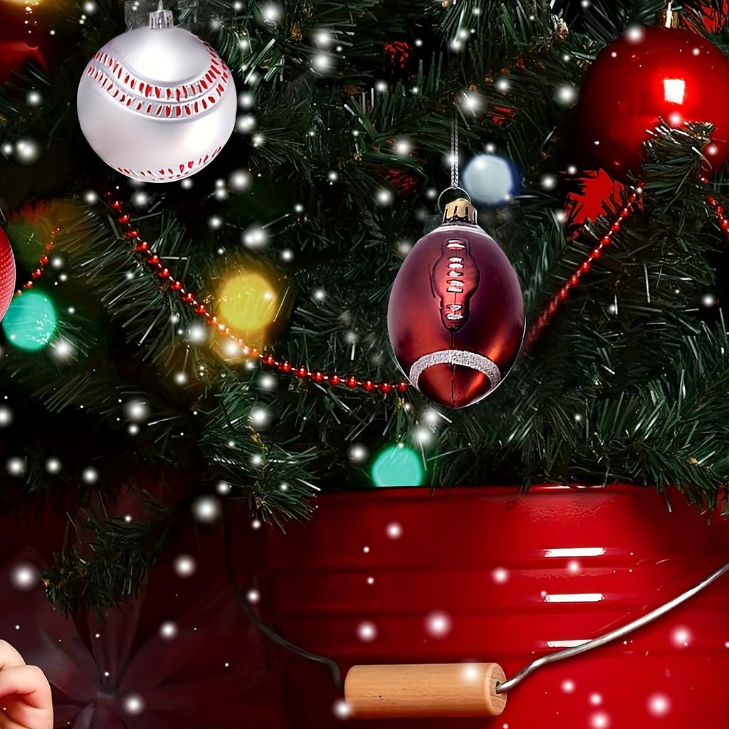 6 шт. Рождественские шары, украшения для рождественской елки, товары для украшения вечеринки, подвесные мячи для елки, футбольные мячи/баскетбольные мячи/бейсбольные мячи, рождественские шары, дом