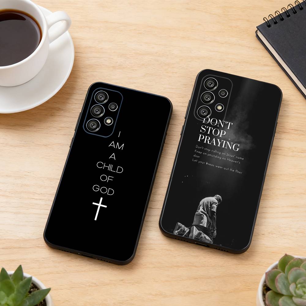 Христианский Чехол Для Телефона С Цитатой Из Библии Для Samsung S25,S24,S21,S22,S23,S30,Ultra,S20,Plus,Fe,Lite,Note,10,Черный Чехол