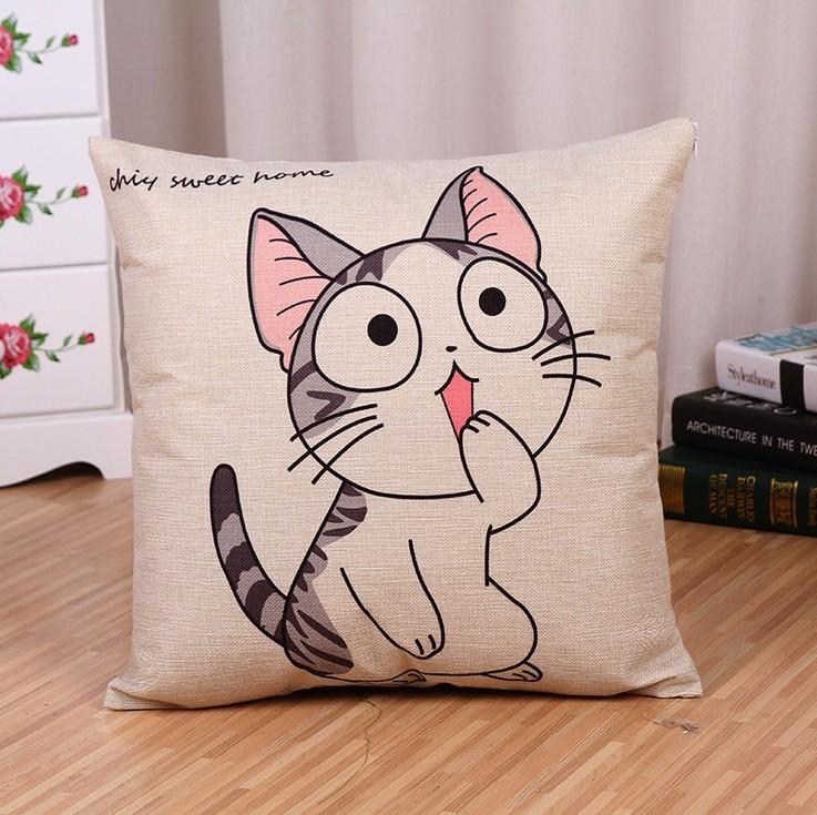 Kids Room Decorative Pillowcase With Cartoon Cat Pattern For Comfortable Rest