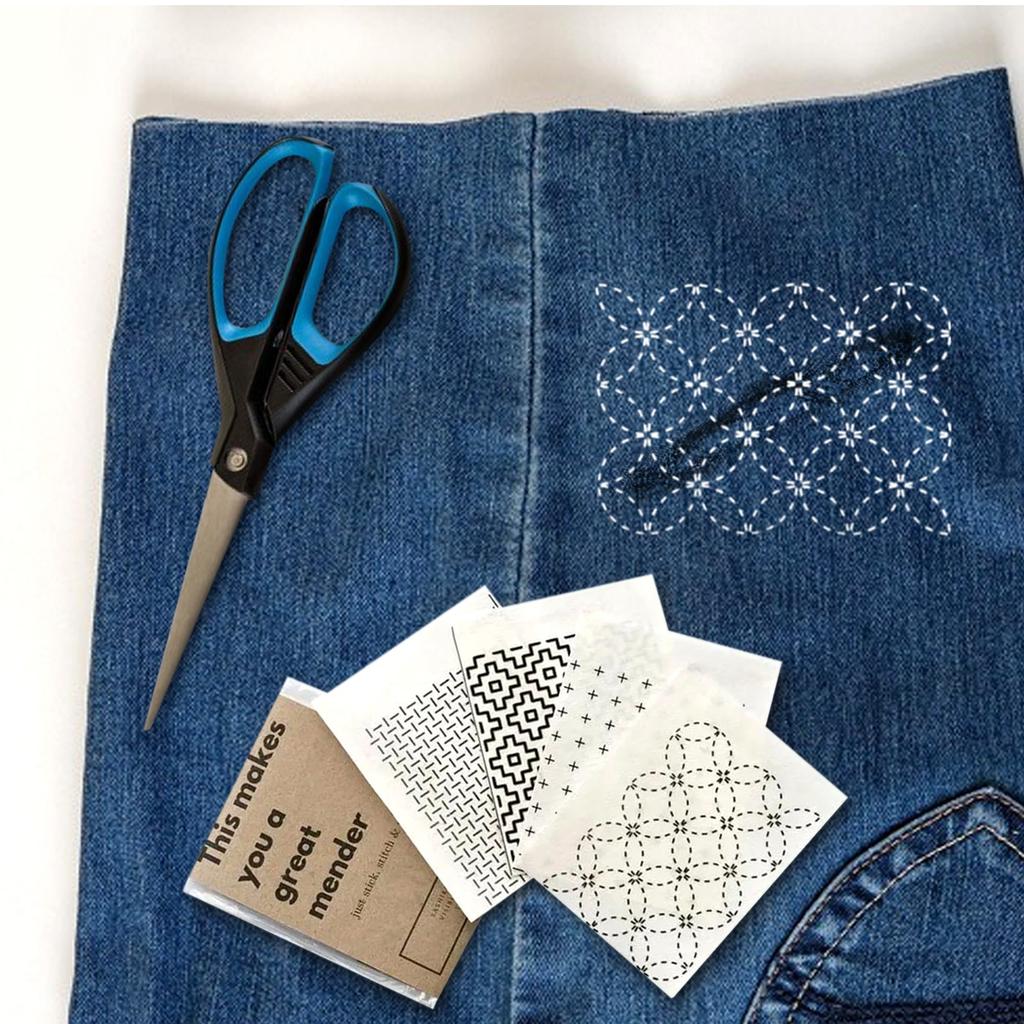 Visible Mending Transfer Sashiko Pattern, Sashiko Embroidery Pattern Set, Designs Sashiko Template For DIY Jeans & Hand Sewing Lover Beginners