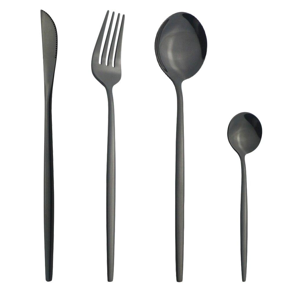 4Pcs Western Colorful Dinnerware Set Stainless Steel Cutlery Dinner Set Knife Fork Coffee Spoon Silverware Kitchen Tableware Set