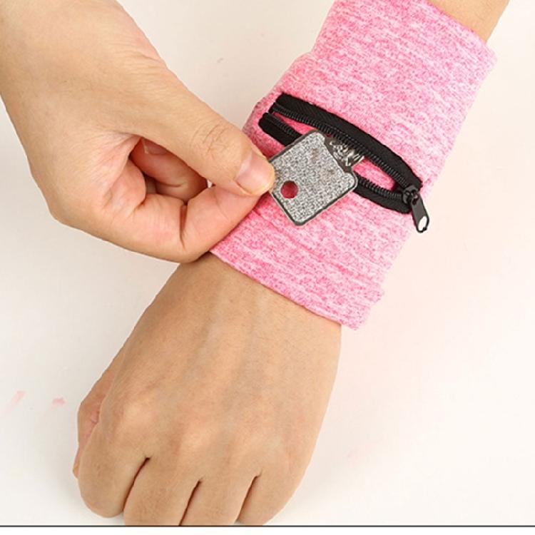 Wrist Brace Elastic Wristband With Zippered Pocket Breathable Sweat Wicking Wrist Support For Fitness Running Basketball