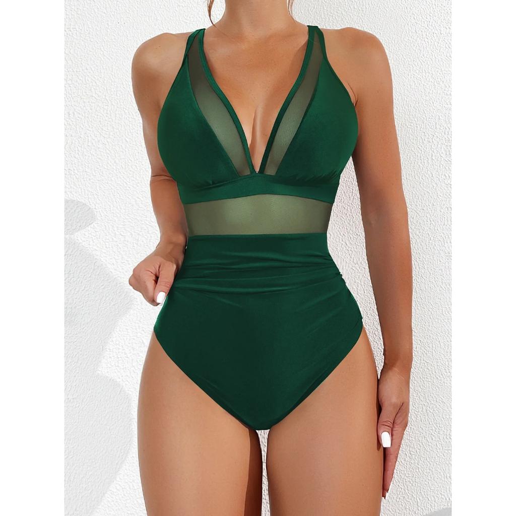 Цельный купальник женский, глубокий V-образный вырез, съемный бюстгальтер, простые монокини, новый летний пляжный купальник, женский