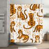 Tiger Print Shower Curtain Polyester Fabric Waterproof Home Decor Bathroom Accessories Orange White Colorful Design (180X240Cm)