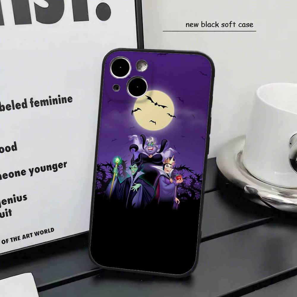 Злодеи Диснея Для iPhone 17 air 16 15 14 13 12 11 Pro Черный Мягкий Чехол для Телефона
