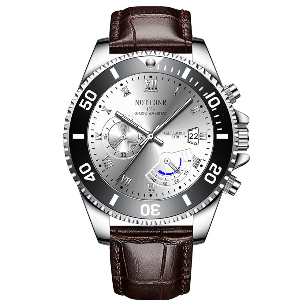 Мужские модные часы Классические кварцевые часы Модные деловые часы Спортивные мужские часы Кожаный ремешок