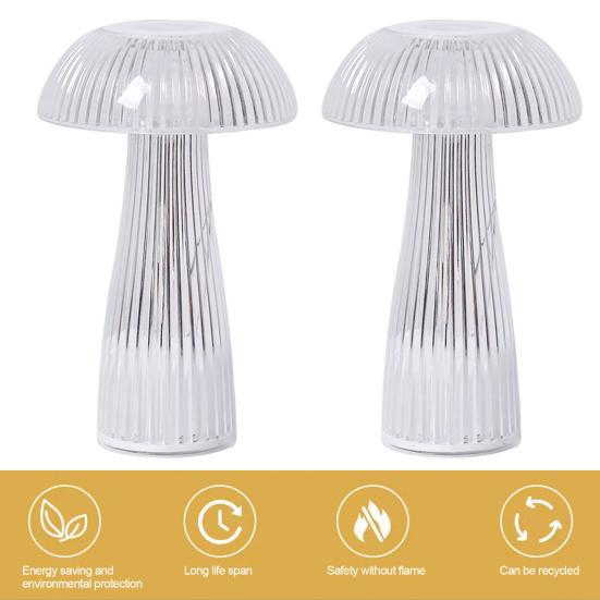 Беспроводная настольная лампа в форме гриба с мягким светом, без мерцания, простое управление, работающая от батареек, портативная светодиодная лампа, небольшой ночник