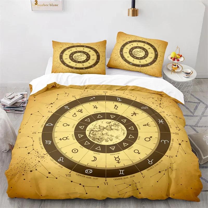 Пододеяльник «Солнце и Луна» King Microfiber Astrology Постельное белье Двенадцать созвездий Зодиака Одеяло Покрывало для детей Мальчиков Девочек
