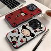 Милый чехол для телефона Pucca с сердечками для iPhone 16,15,14,13,12,11,8,7, Pro, Max, Plus, Mini, XS, SE, противоударный, черный, матовый, жесткий
