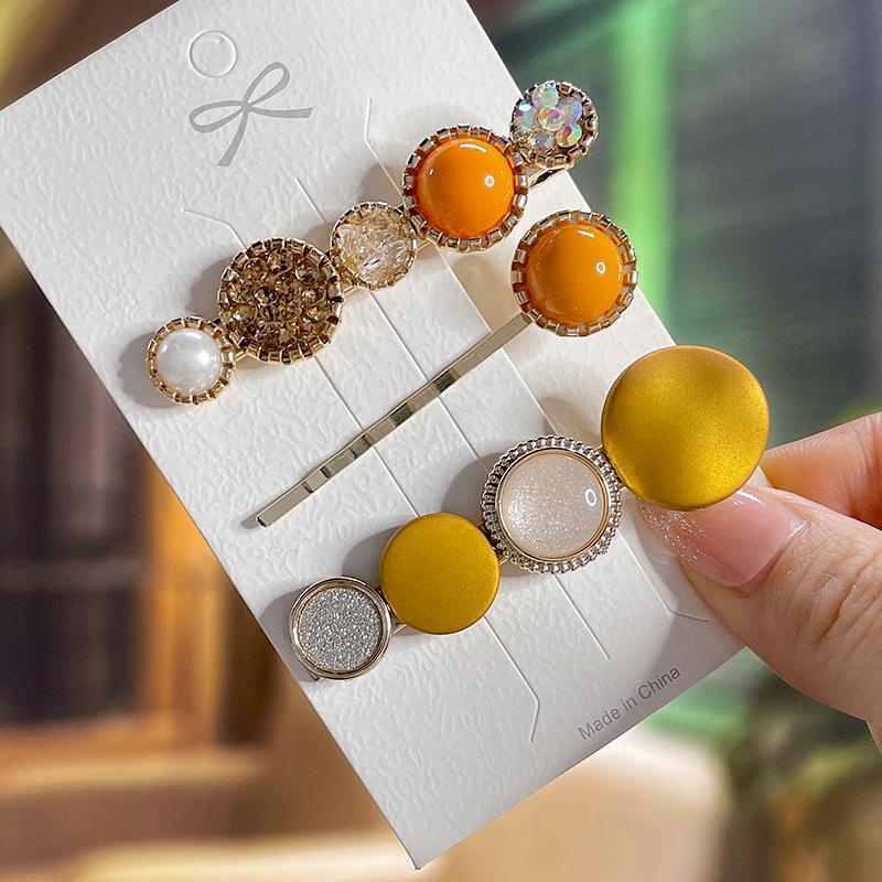 Fashion Acrylic Pearl Hair Clips Set Sweet Flower Hair Barrettes For Women Girls Korean Geometric Hair Accessories Jewelry