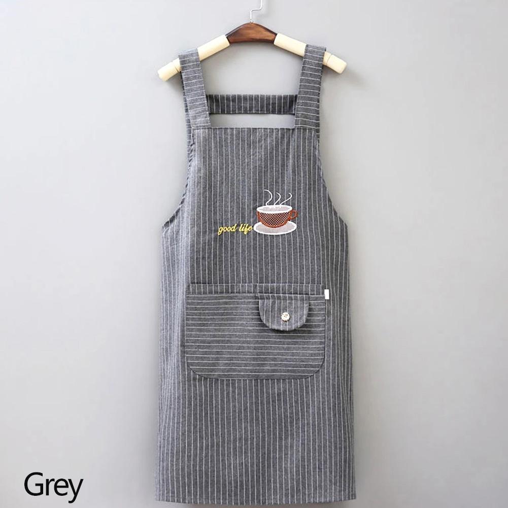 Cute Cotton Kitchen Apron Household Oil-Proof Coffee Chef Hand Wipe Apron With Big Pocket Women Baking BBQ Accessories