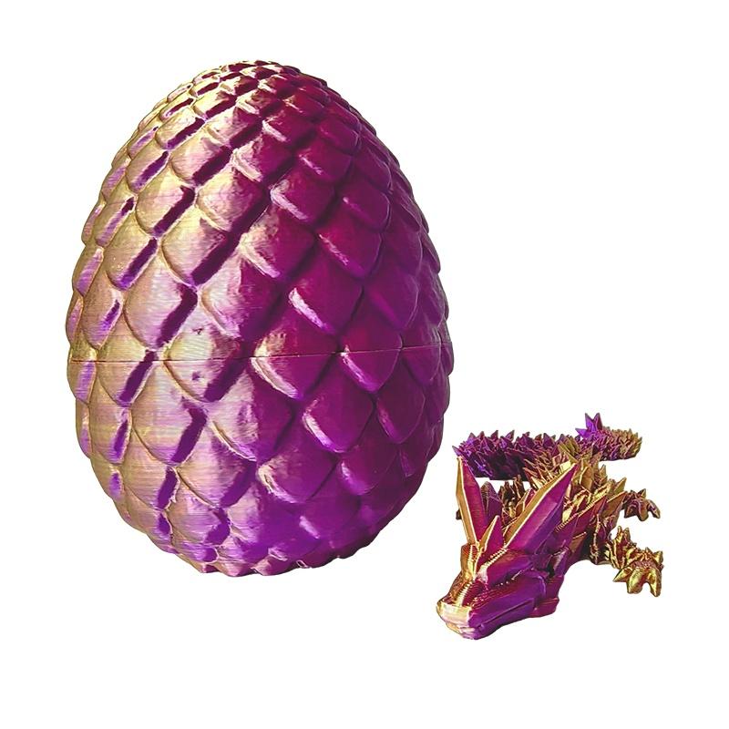 Mesmerizing Gem Dragon Statue Silk Purple-gold Gold Dragon Egg Set Pla Material Collectible