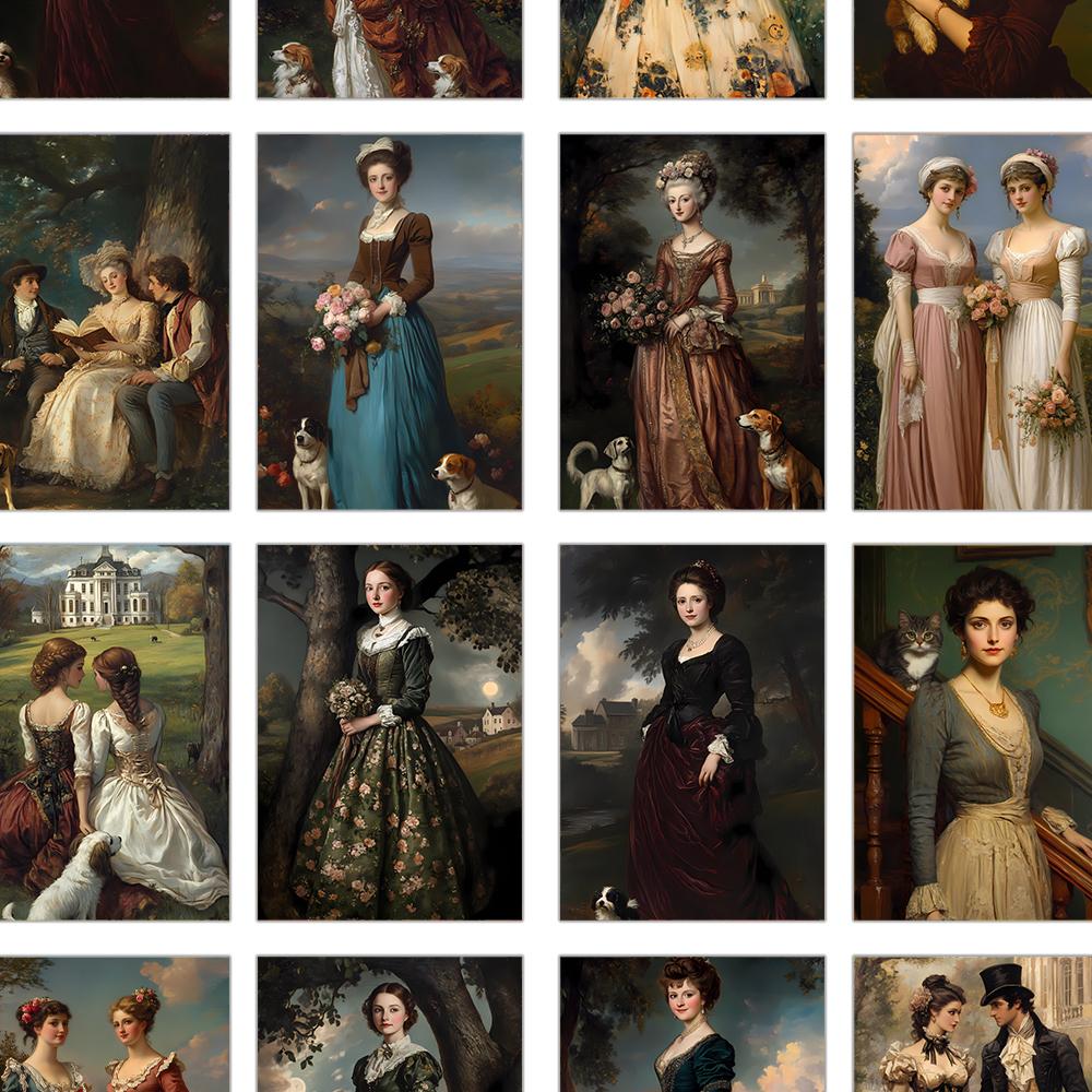 32 шт., винтажные средневековые открытки с женскими портретами, идеально подходят для подарков на день рождения/юбилей, подходят для коллекционирования, дарения и