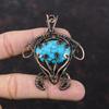 Медно-голубой бирюзовый кулон, обернутый медной проволокой, этническое украшение ручной работы, подвеска в виде черепахи с драгоценными камнями, медная проволока, подарок для него