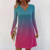 Женские повседневные миди-платья с длинным рукавом, V-образным вырезом и принтом