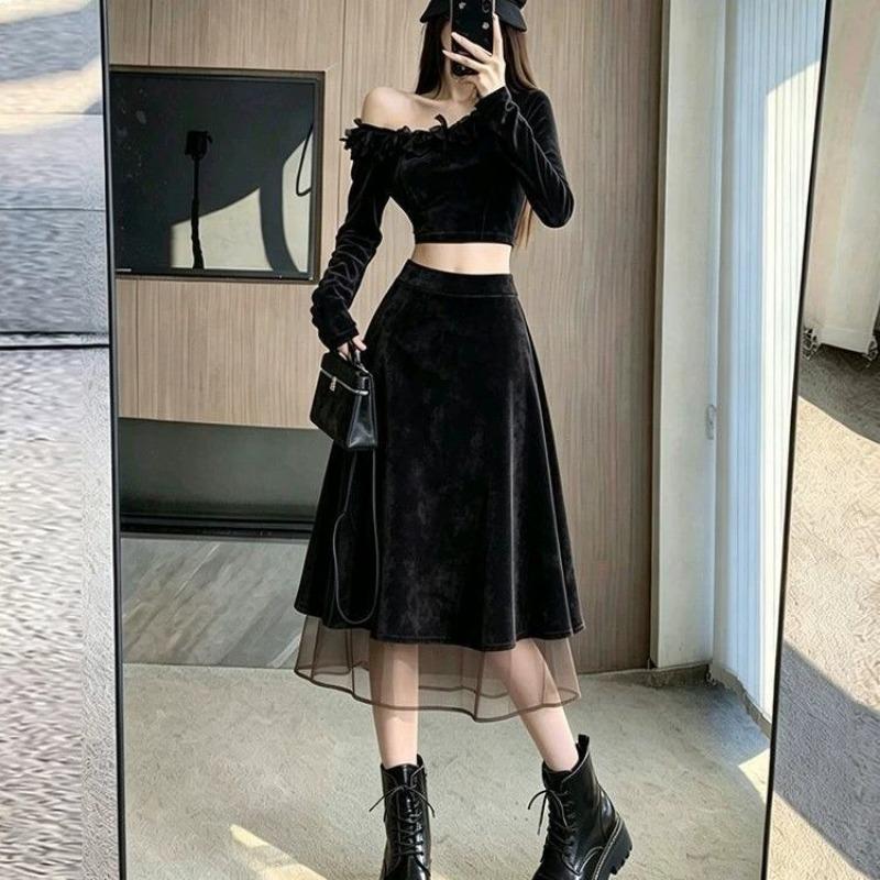 Women's Retro Skirt: High-Waisted Tulle A-Line Skirt for Fall/Winter