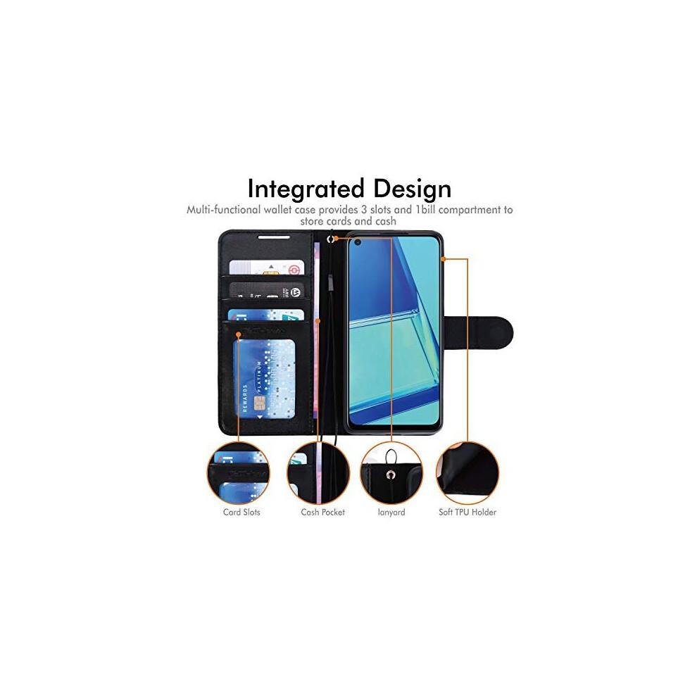 Leather Wallet Case for Oppo A72 / A52 / A92, Flip Protective Case Cover with Wallet Card Holder, Stand & Wrist Strap with Magnetic Closure
