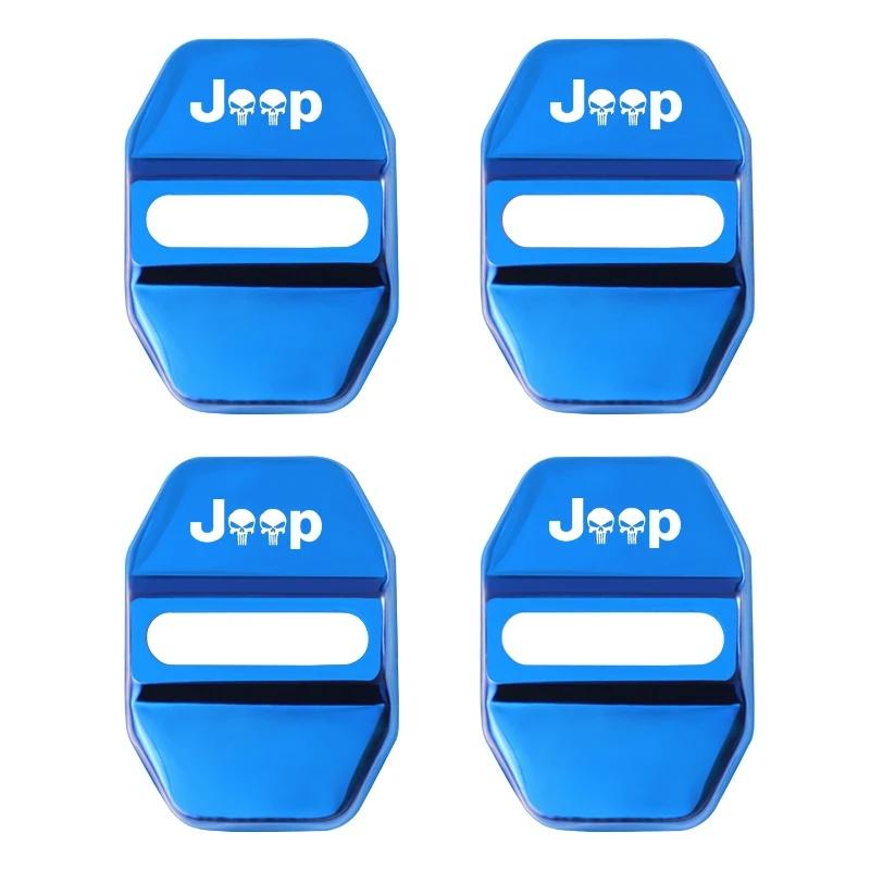 4Pcs Anti-Scratch Zinc Alloy Car Door Lock Protector Cover for Jeep Renegade Wrangler JK JL Grand Cherokee Car Decor Accessories ALO1