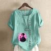 Женская мода Крутая девушка Принт Круглый вырез Короткий рукав Футболка Повседневная Хлопок Лен Графическая Рубашка Досуг Свободная Летняя Блузка Топы
