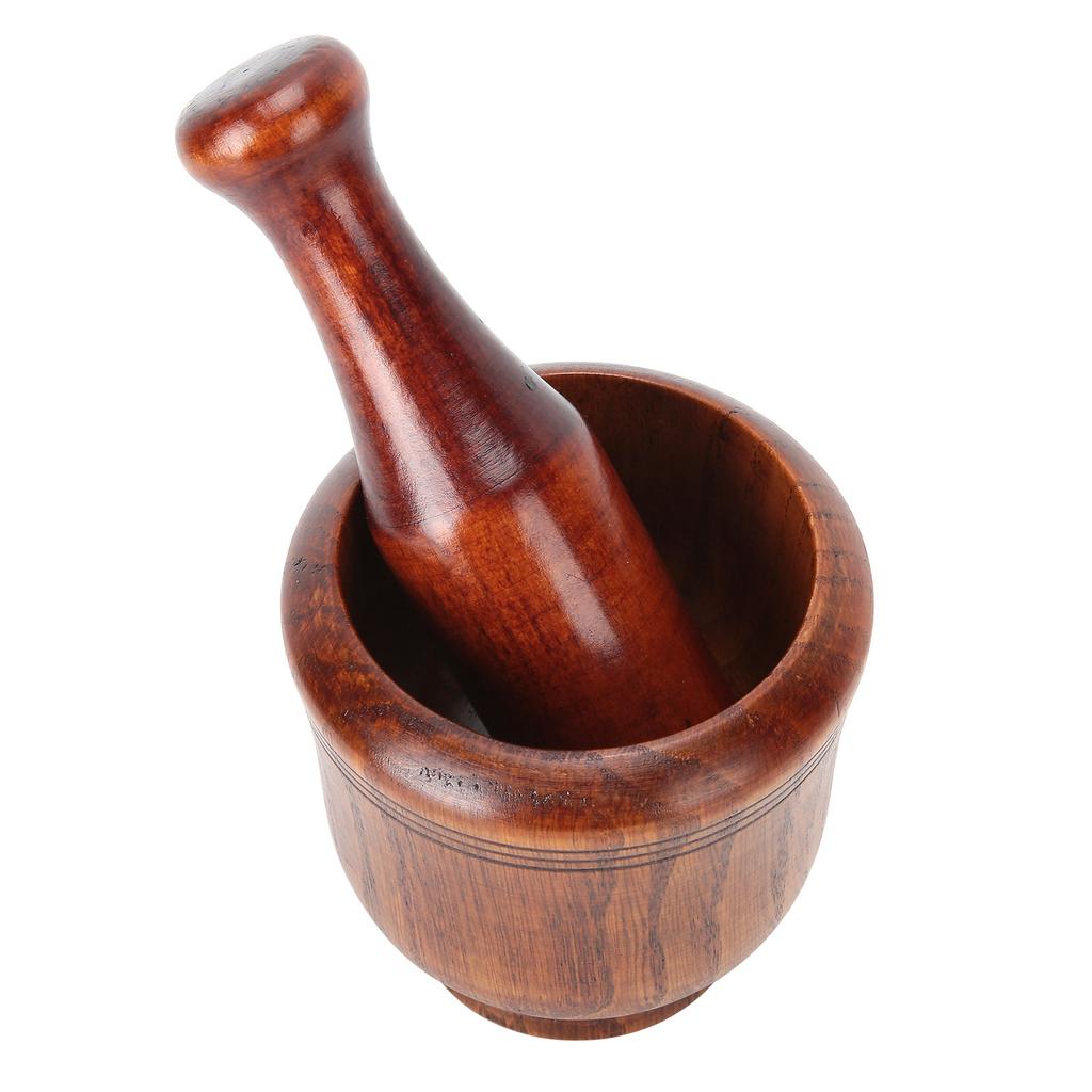 Wooden Grinding Bowl Household Kitchen Manual Garlic Ginger Spices Grinder Mortar Pestle Set KTY