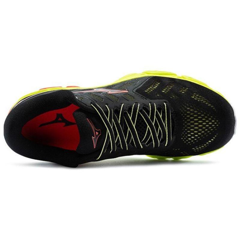 Mizuno Wave Ultima 11 Женские Низкие Тканевые Кроссовки из Синтетической Кожи с Амортизацией для Бега Черно-Желтые J1GD190909
