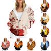 Women's Fashion Casual Halloween Printed Sweatshirt Autumn Winter Long Sleeve Cardigan With Pockets Zipper Hoodie Jacket